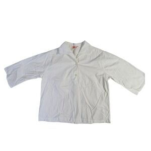 Laura Mae Cotton Blouse – 36/13 White Vintage Popover 3/4 Sleeve